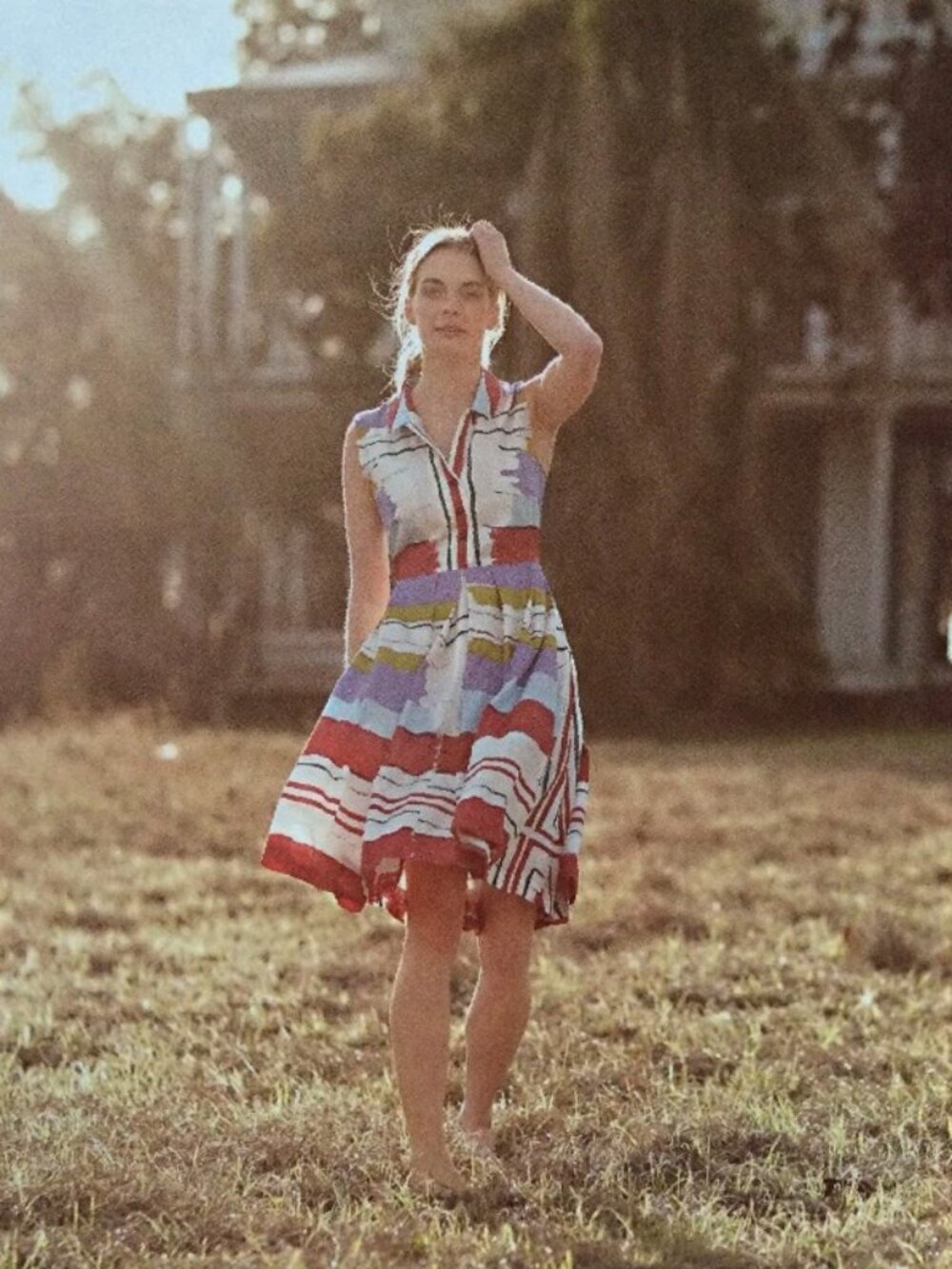 Anthropologie Floreat Chromatic Canvas Pleated Shirtdress 6